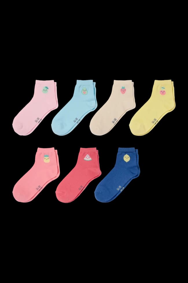 Multipack of 7 - Kawaii - trainer socks with motif