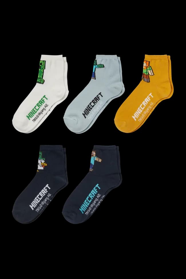 Multipack of 5 - Minecraft - socks with motif