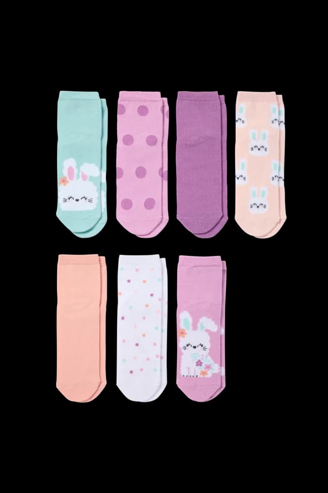 Multipack of 7 - bunny rabbit - socks with motif